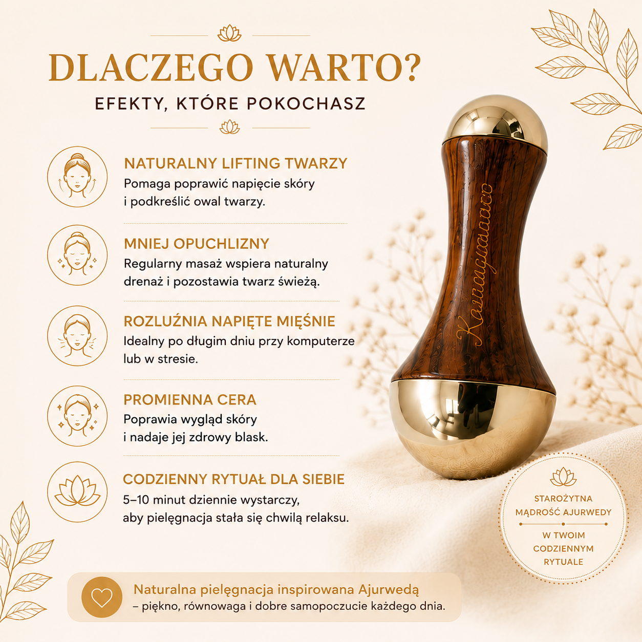 Masażer do twarzy Kansa Wand 7.6 cm liftinguje i relaksuje - obrazek 2